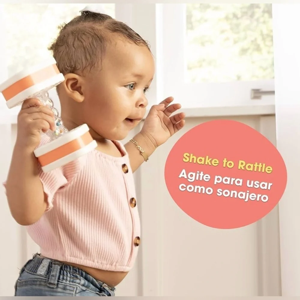Twist & Shake Dumbbell Toy - Orange and White